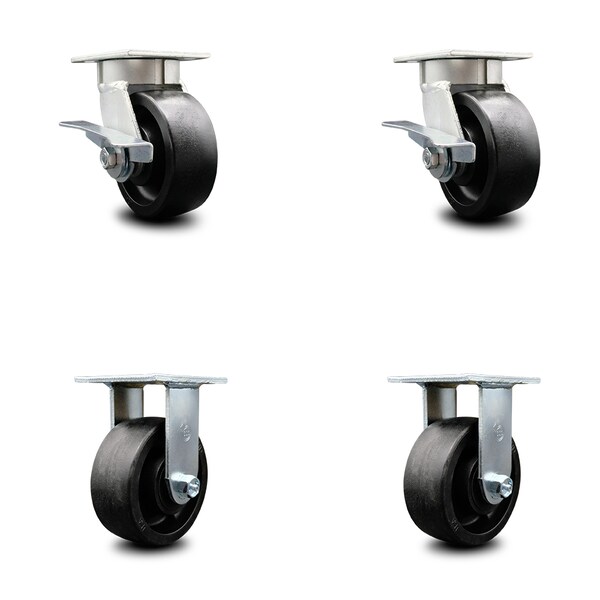 Service Caster 5 Inch Kingpinless Glass Filled Nylon Wheel Caster Brakes 2 Rigid SCC, 2PK SCC-KP30S520-GFNR-SLB-2-R-2 - main